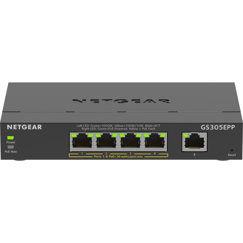 NETGEAR 5-Port Gigabit Ethernet High-Power PoE+ Plus Switch (GS305EPP) Managed L2/L3 Gigabit Ethernet (10/100/1000) Power over